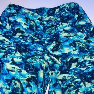 Columbia Men's Athletic Shorts - Blue Fish Print